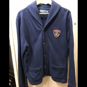 Cotton button up Shaw collar polo sweater